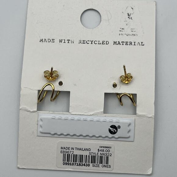 Madewell Demi Fine Double Hoop Earrings 14K Gold over Sterling Silver - Picture 4 of 6